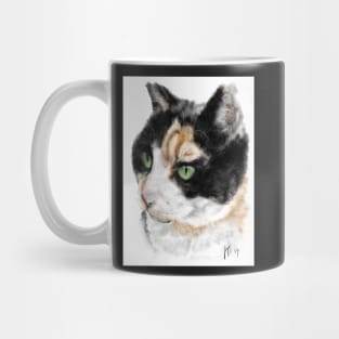 Black and white cat with green eyes Mug